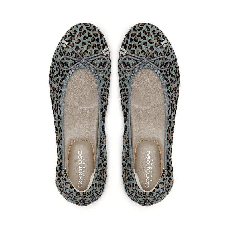 Sandringham - Grey Leopard Leather Flats Cocorose London