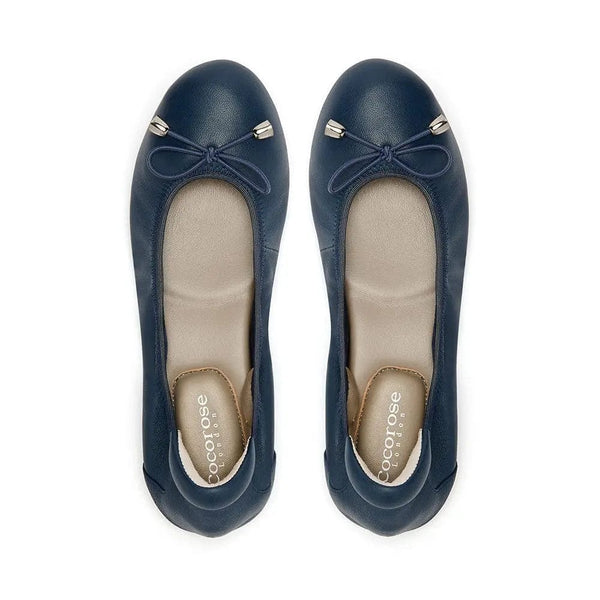 Sandringham - Navy Leather Ballet Flats Cocorose London