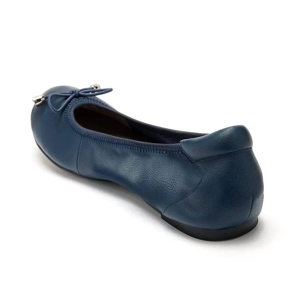 Sandringham - Navy Leather Ballet Flats Cocorose London