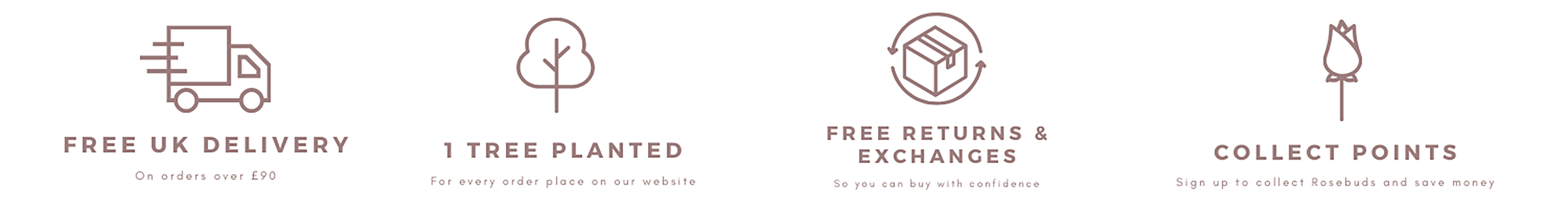 Why Cocorose - Free Delivery, Free Returns, Reward points and sustainability