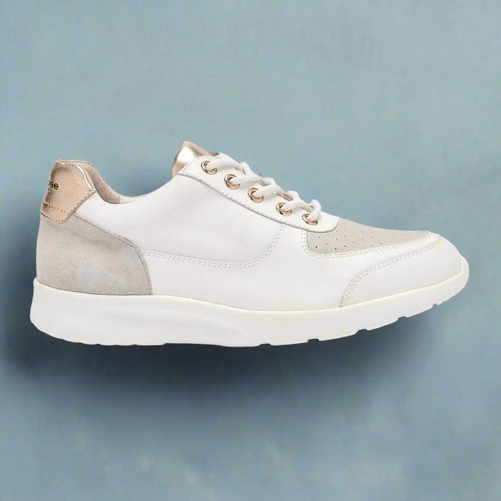 Shoreditch - Grey & Rose Gold Leather Trainers Cocorose London