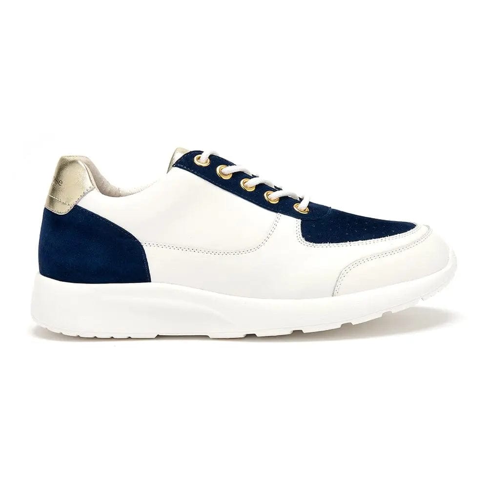 Shoreditch - Navy & Gold Leather Trainers Cocorose London