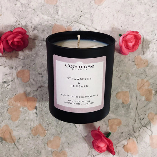 Strawberry & Rhubarb Natural Wax Candle Cocorose London