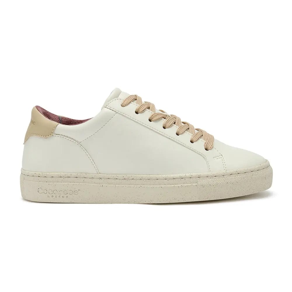 Vegan Kew - White & Beige Cactus Leather Trainers Cocorose London