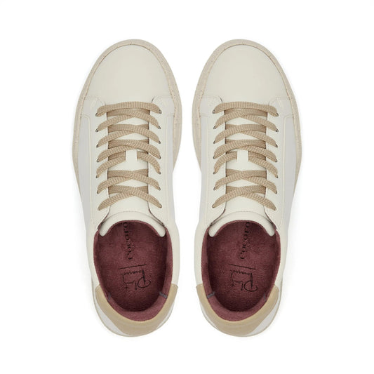 Vegan Kew - White & Beige Cactus Leather Trainers Cocorose London