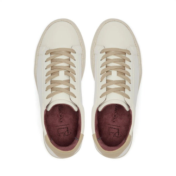 Vegan Kew - White & Beige Cactus Leather Trainers Cocorose London