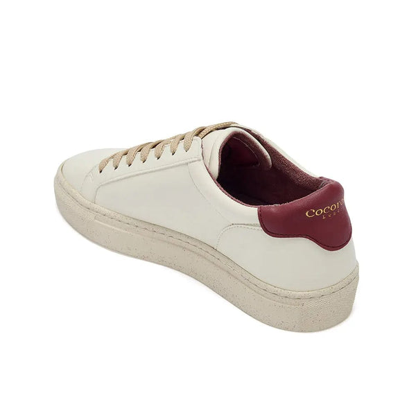 Vegan Kew - White & Bordeaux Cactus Leather Trainers Cocorose London