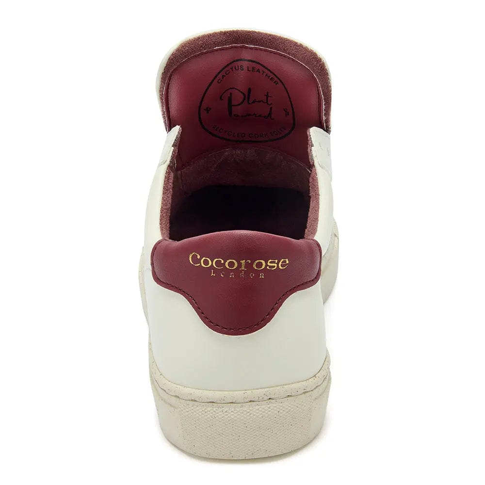 Vegan Kew - White & Bordeaux Cactus Leather Trainers Cocorose London