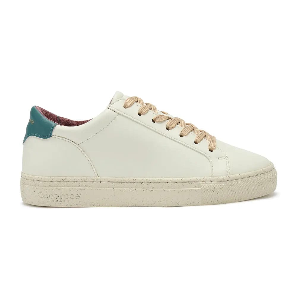 Vegan Kew - White & Marine Blue Cactus Leather Trainers Cocorose London