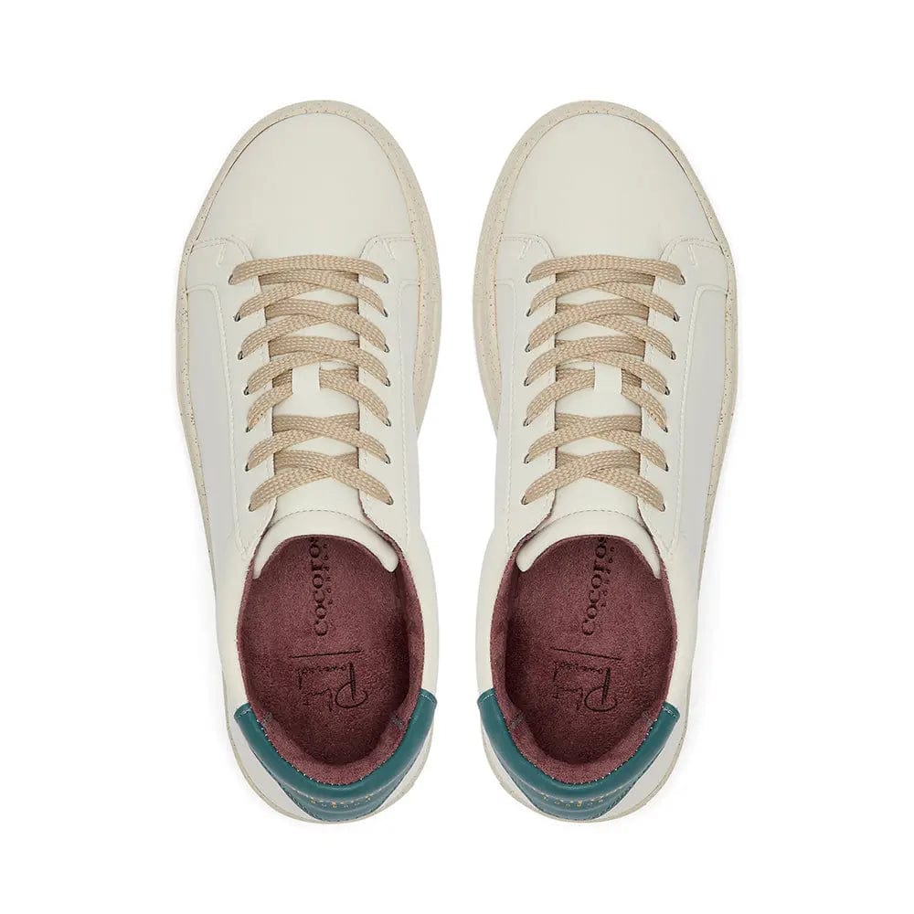 Vegan Kew - White & Marine Blue Cactus Leather Trainers Cocorose London