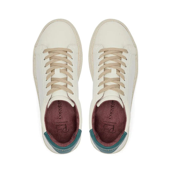 Vegan Kew - White & Marine Blue Cactus Leather Trainers Cocorose London