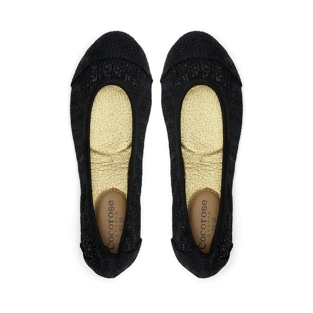 Barbican - Black Metallic Ballet Flat Cocorose London