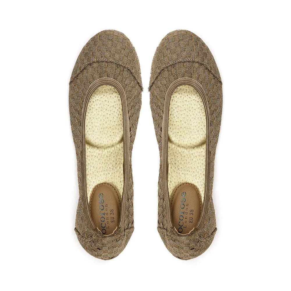 Barbican - Champagne Woven Ballet Flats (EU36 & 37 only) Cocorose London