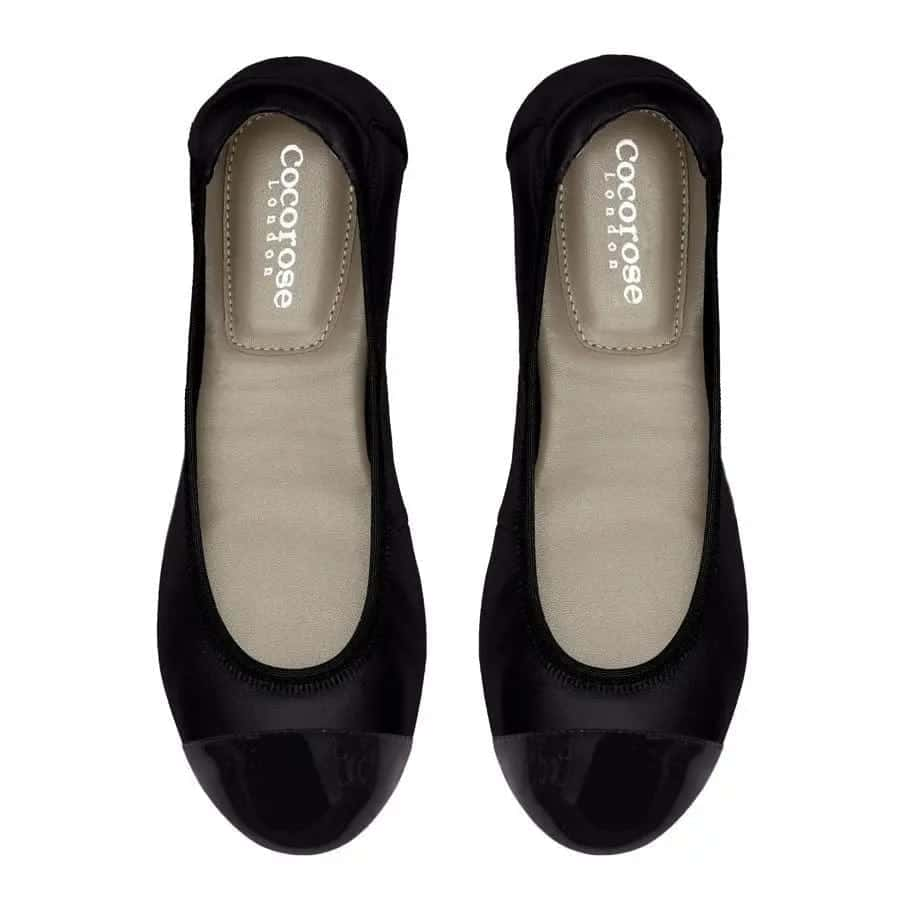 Harrow - Black with Black Cap Ballerinas Cocorose London