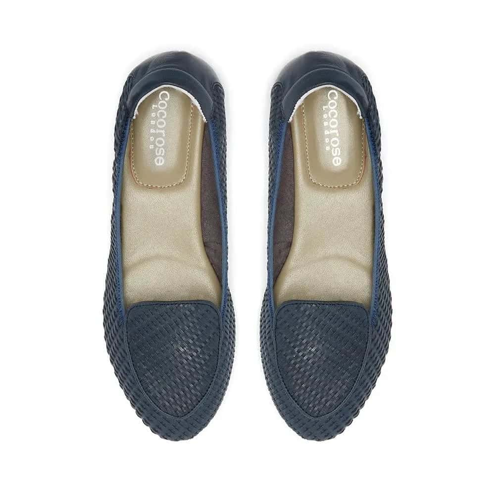 Clapham - Navy Woven Leather Loafers Cocorose London