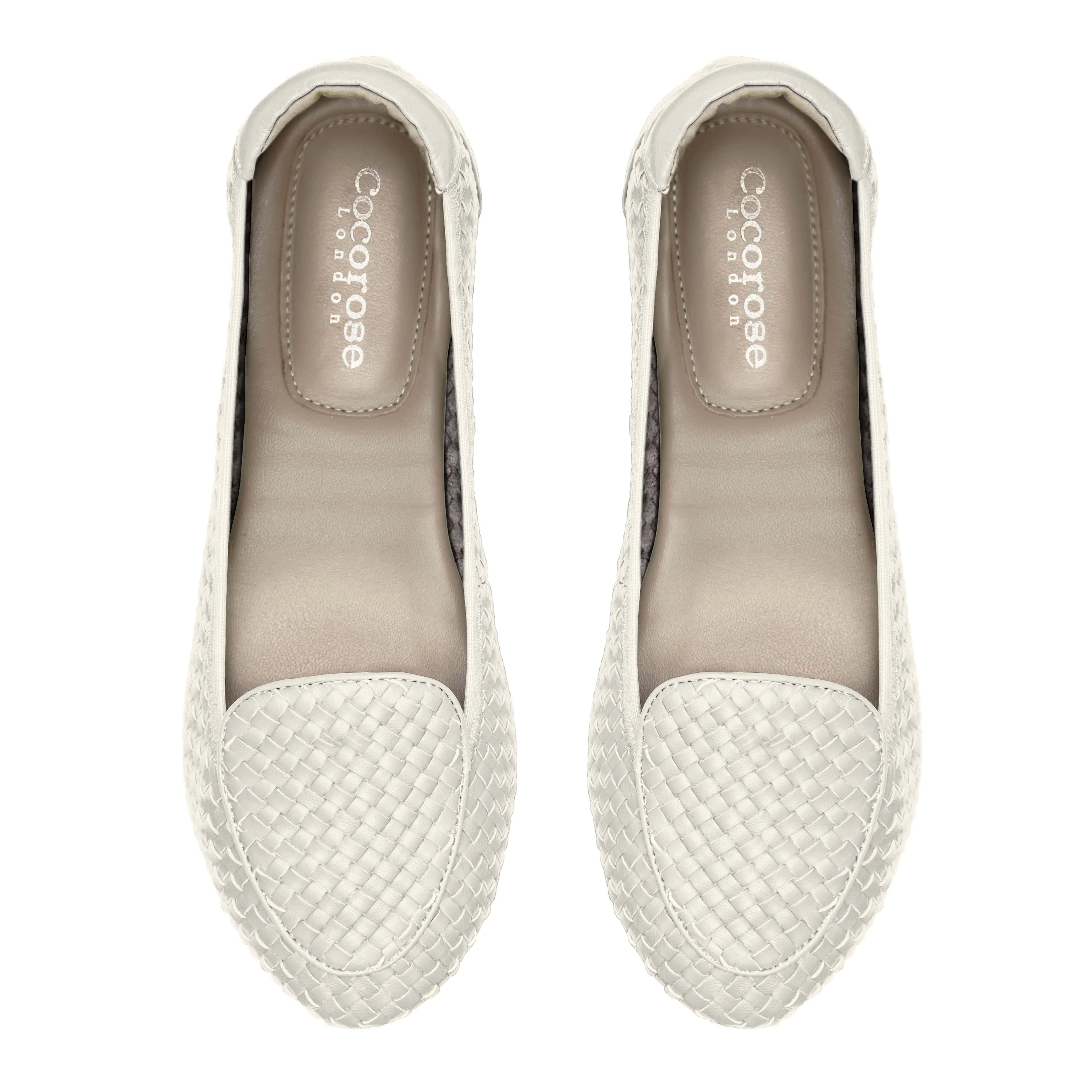 Clapham - White Woven Leather Loafers Cocorose London