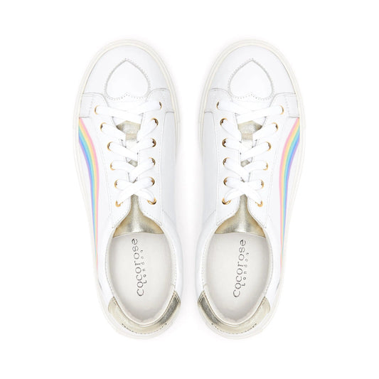 Hoxton - White Leather Trainers with Rainbow Cocorose London