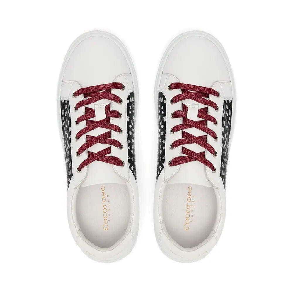 Hoxton - White with Black & Silver Leopard Trainers Cocorose London